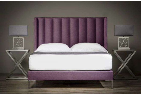 Tubes Winged Upholstered HeadBoard & Bed Set